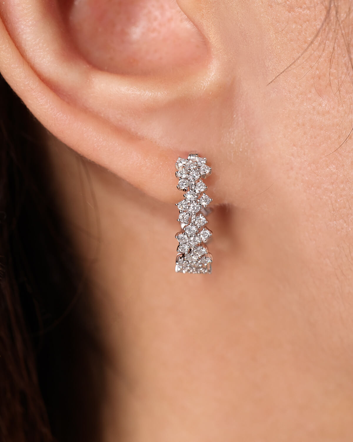 Elvarine Scatter Round Lab Diamond Hoop Earrings