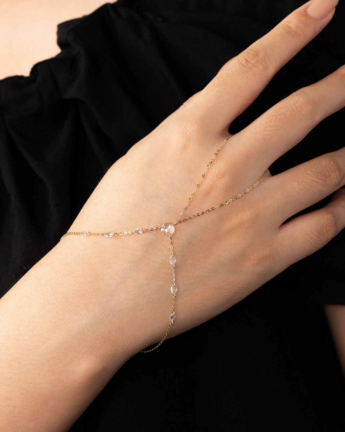 Orelisse Rose Cut Lab Diamond Hand Chain