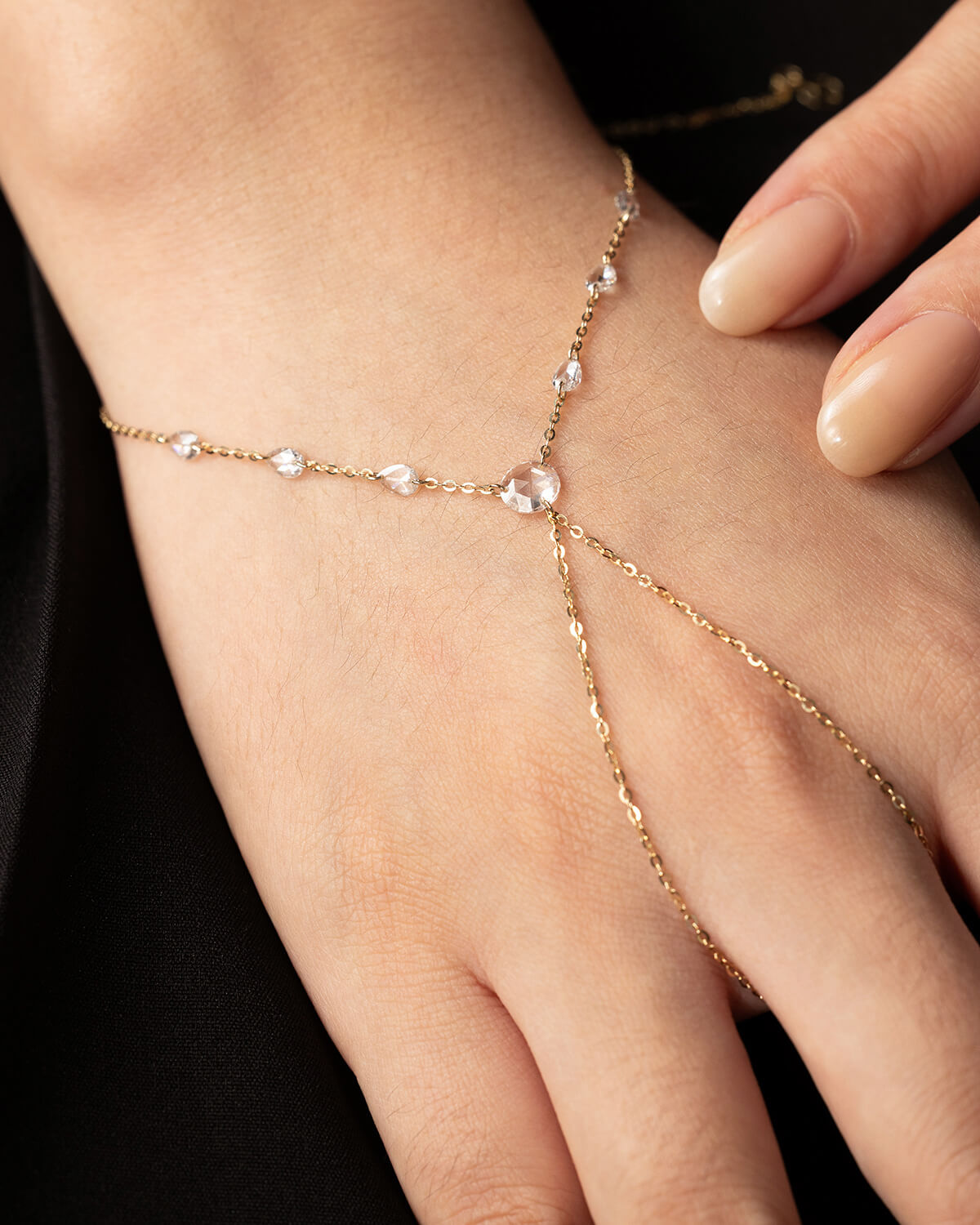 Orelisse Rose Cut Lab Diamond Hand Chain