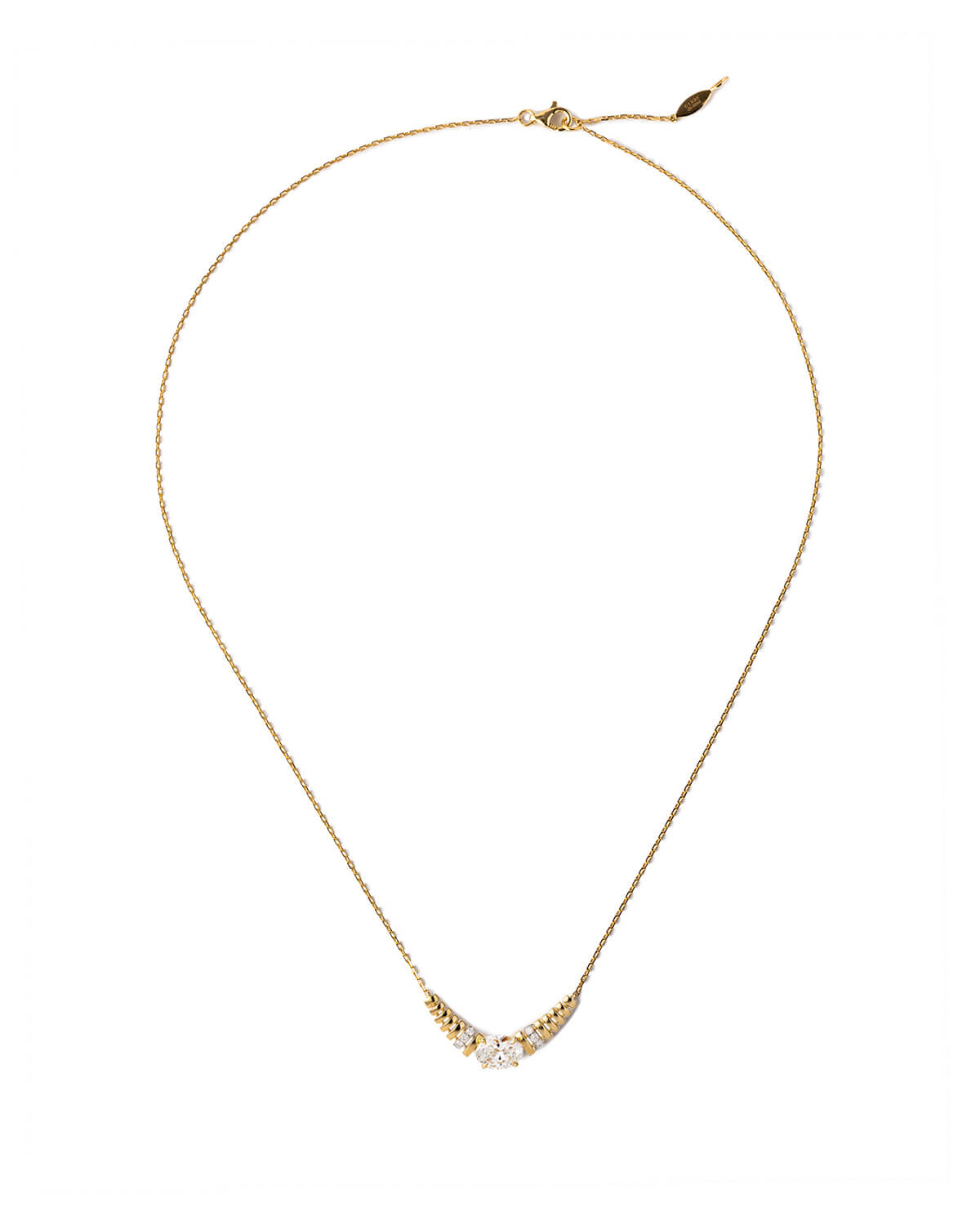 Solvienne Oval Lab Diamond Bar Necklace