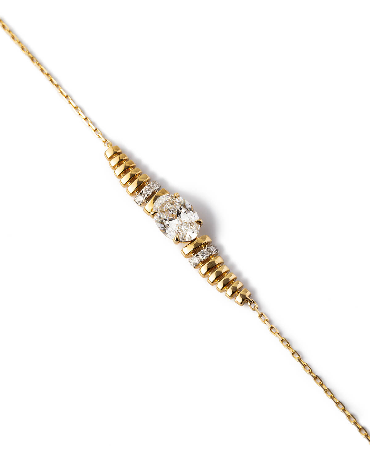 Solvienne Oval Lab Diamond Bar Necklace