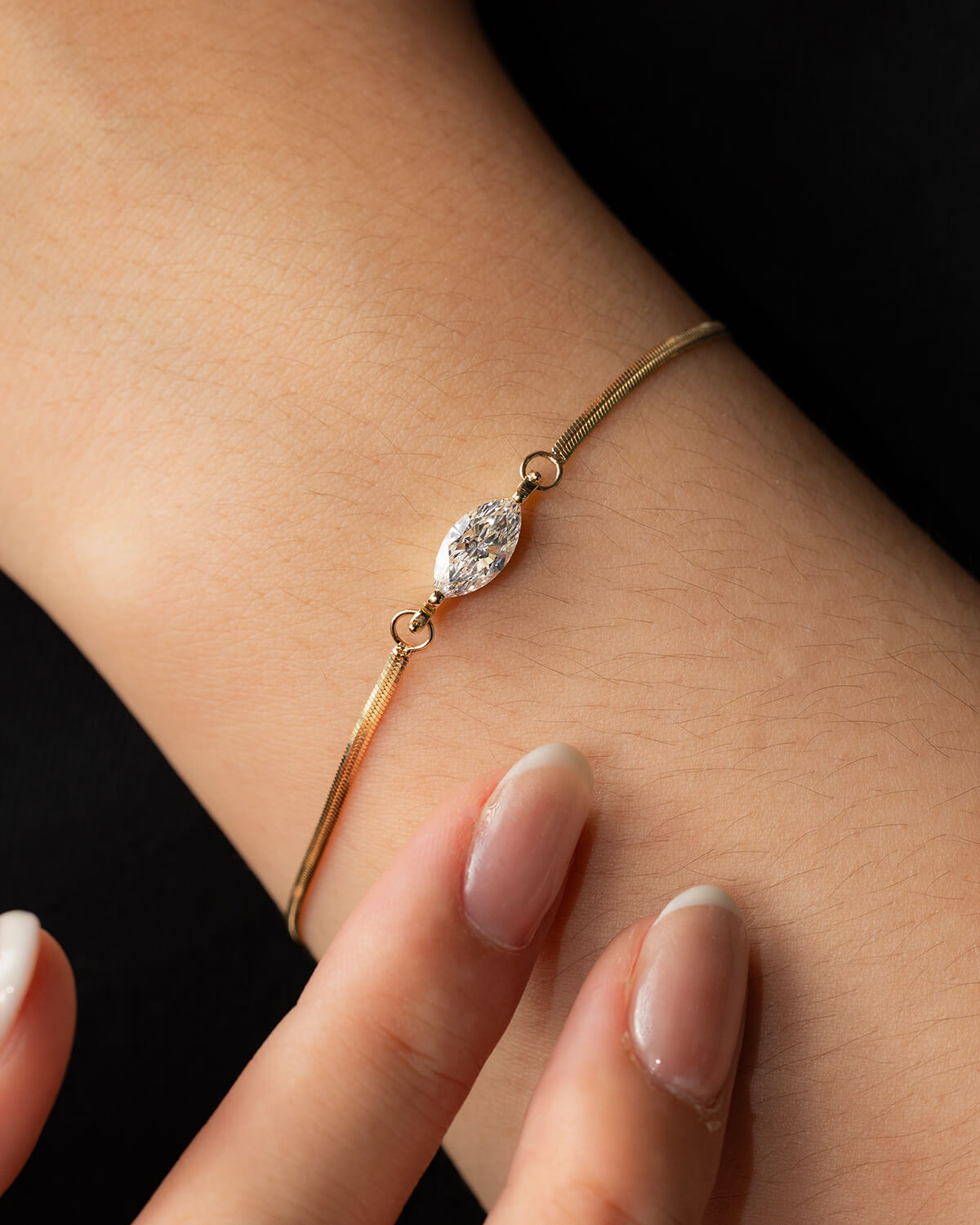 Norevyn Marquise Lab Diamond Snake Chain Bracelet