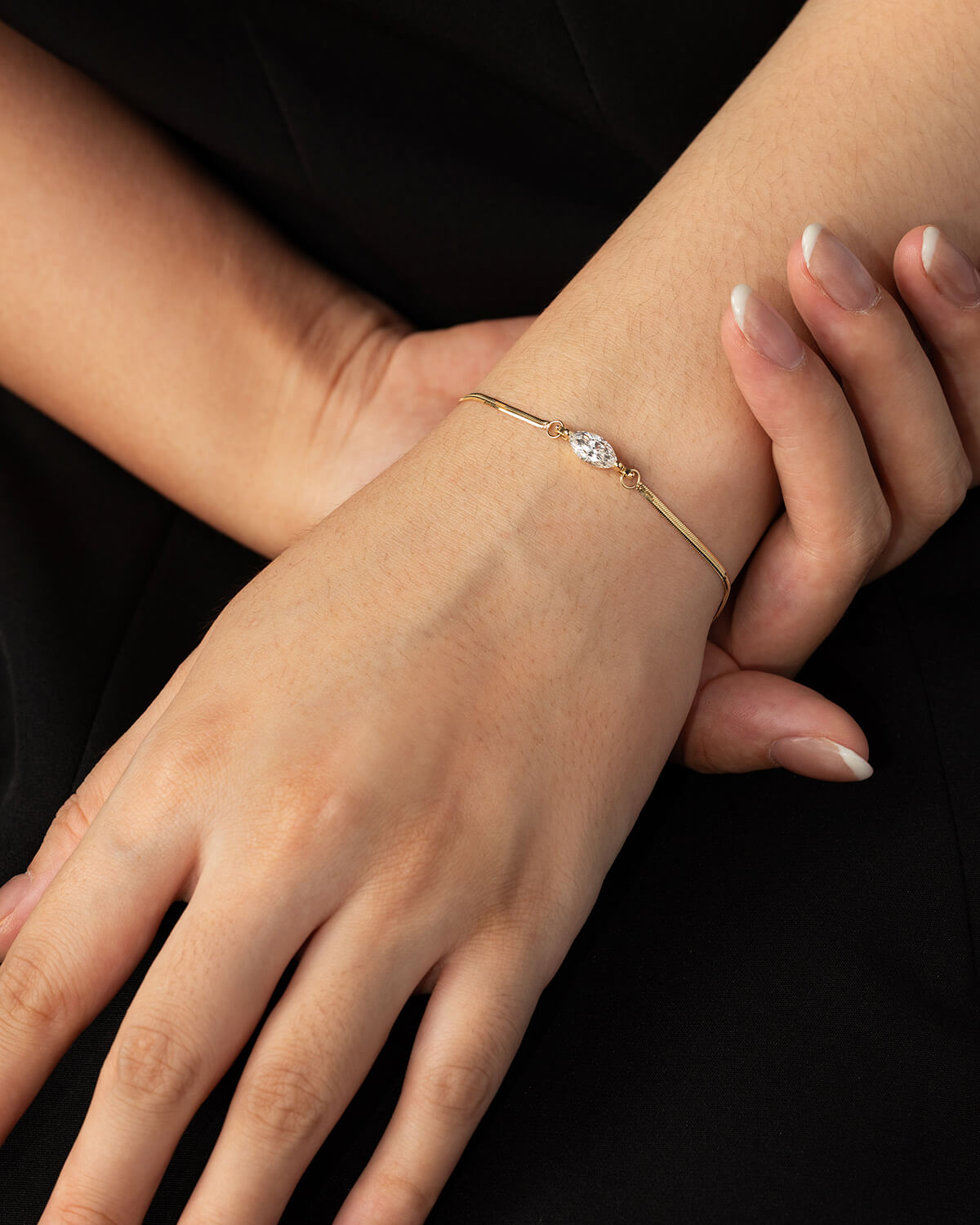 Norevyn Marquise Lab Diamond Snake Chain Bracelet