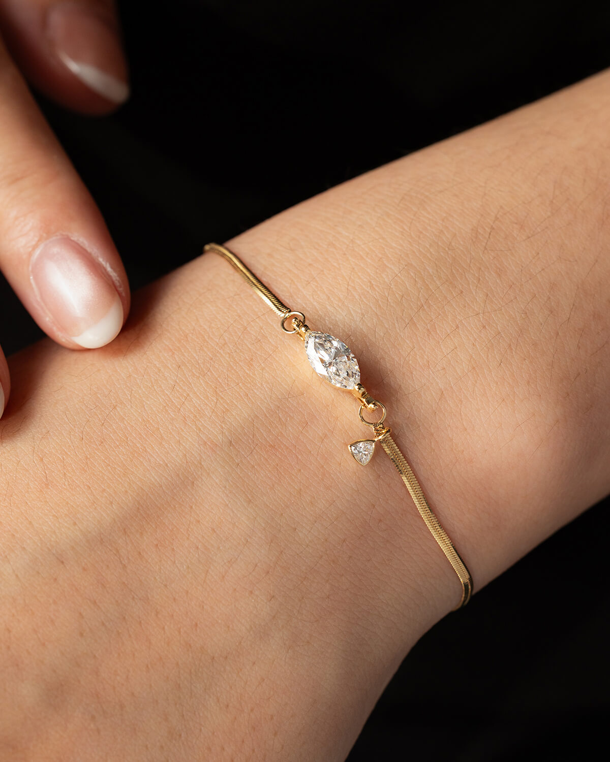 Norevyn Marquise Lab Diamond Snake Chain Bracelet