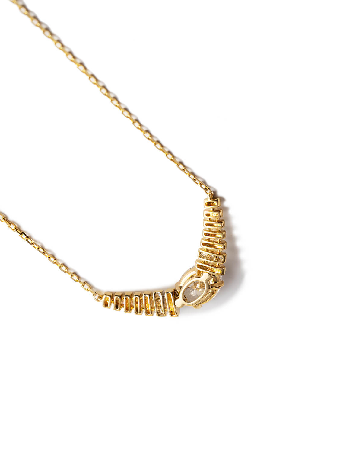 Solvienne Oval Lab Diamond Bar Necklace