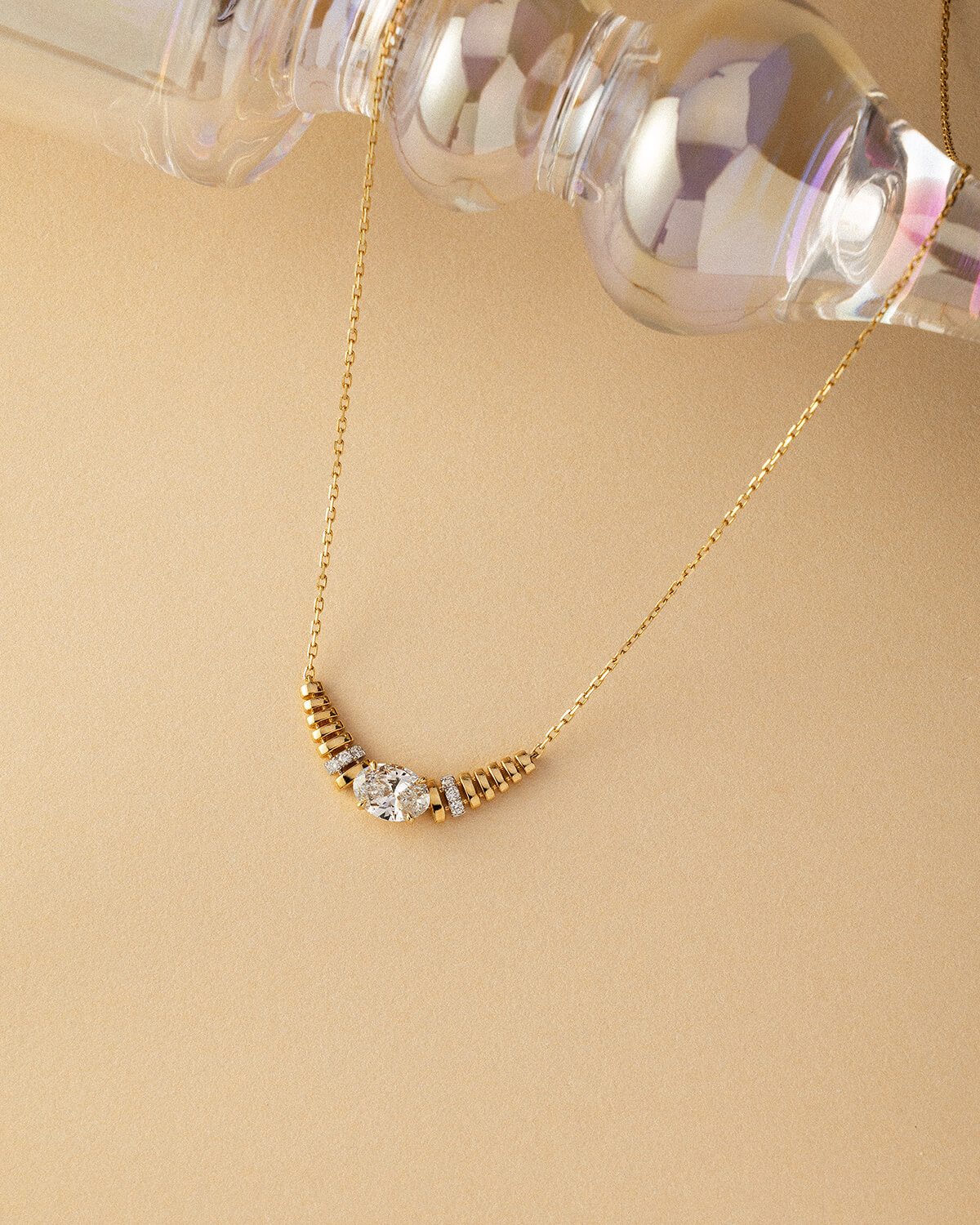 Solvienne Oval Lab Diamond Bar Necklace