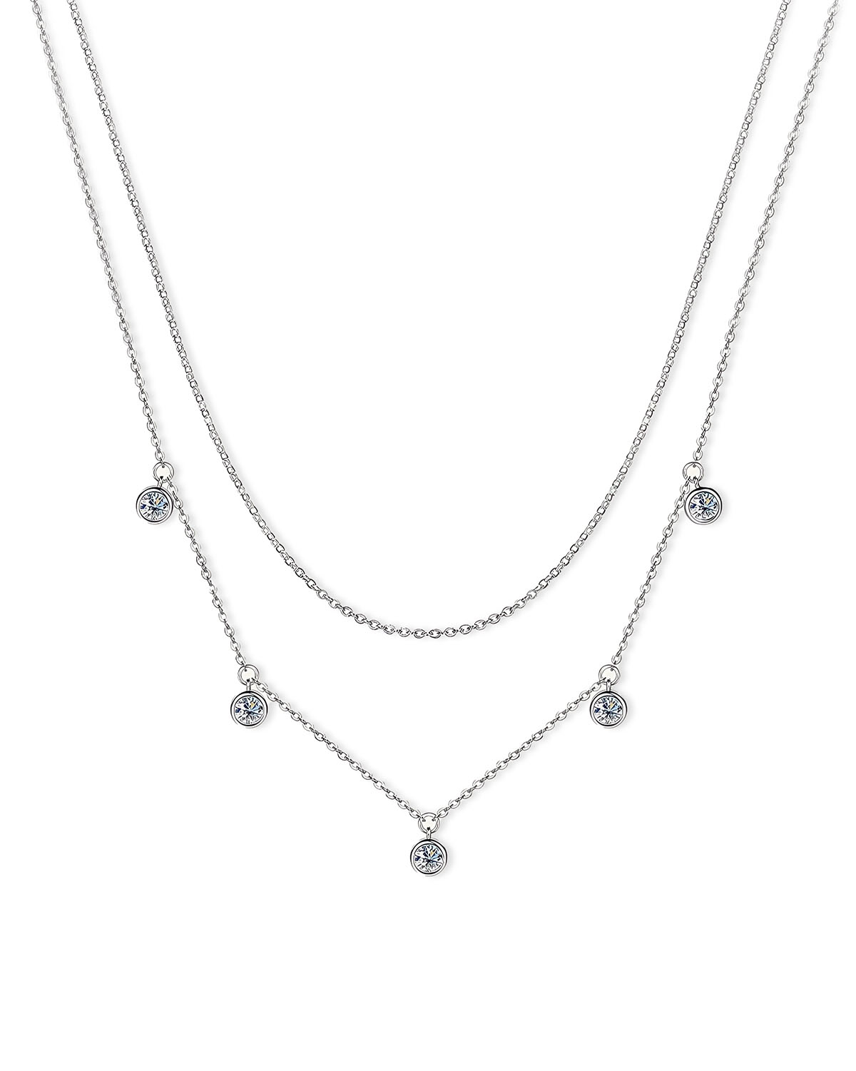 Isla Drops – Double Layer Moissanite Necklace
