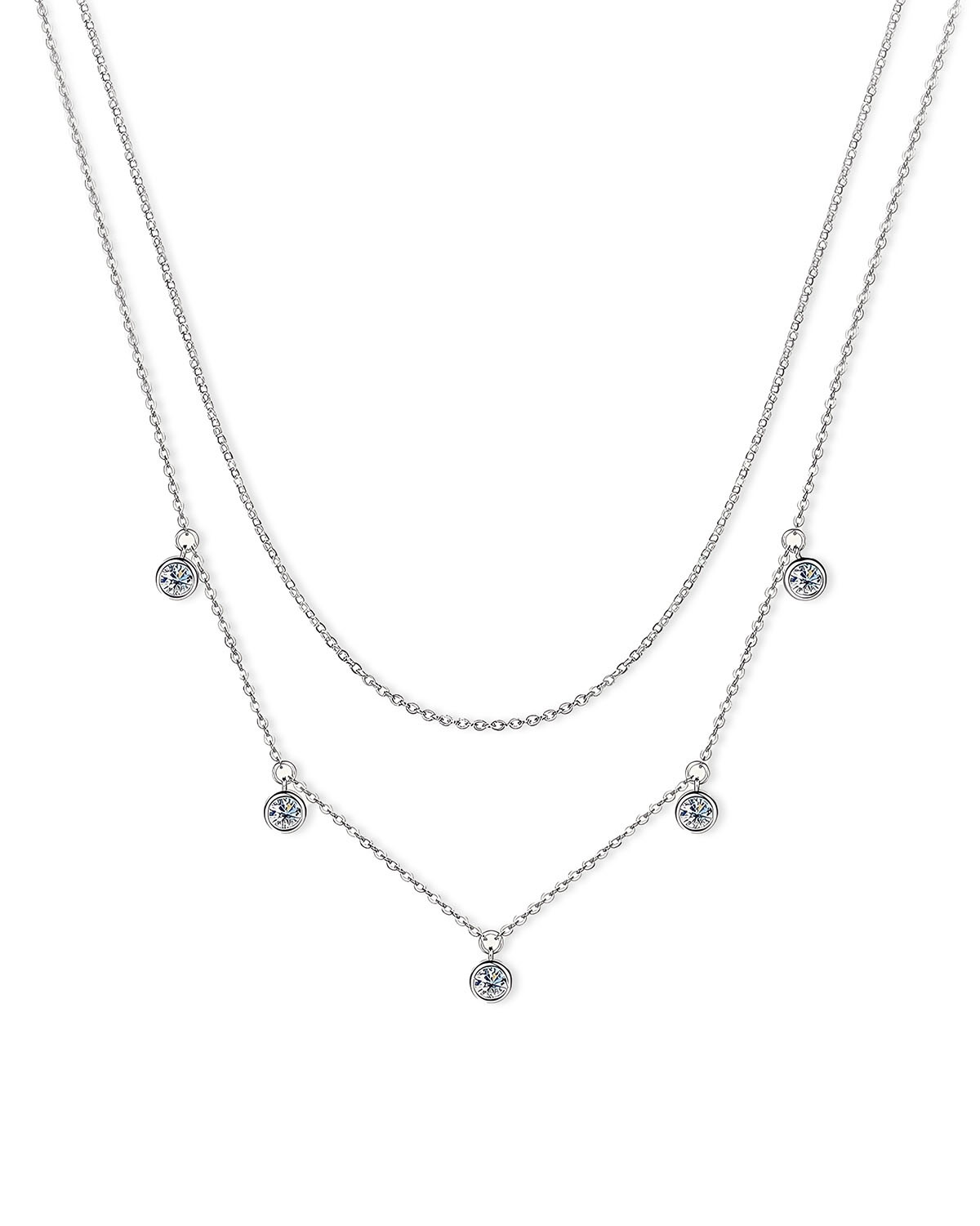 Isla Drops – Double Layer Moissanite Necklace