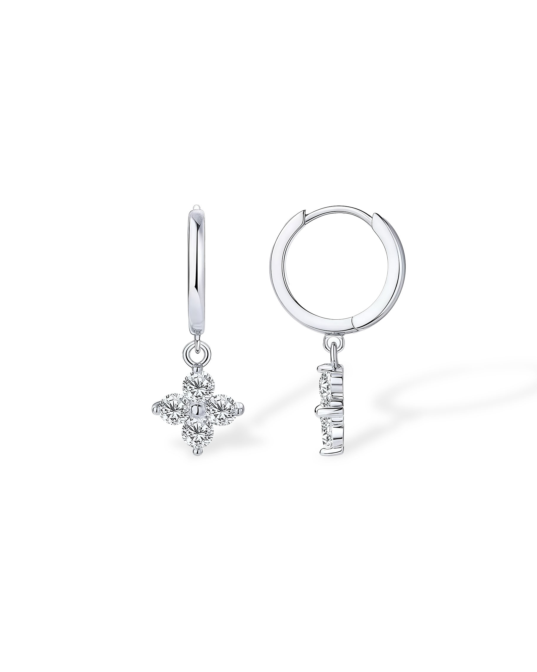 Lucky Clover Bloom - Four-Leaf Clover Charm Earrings