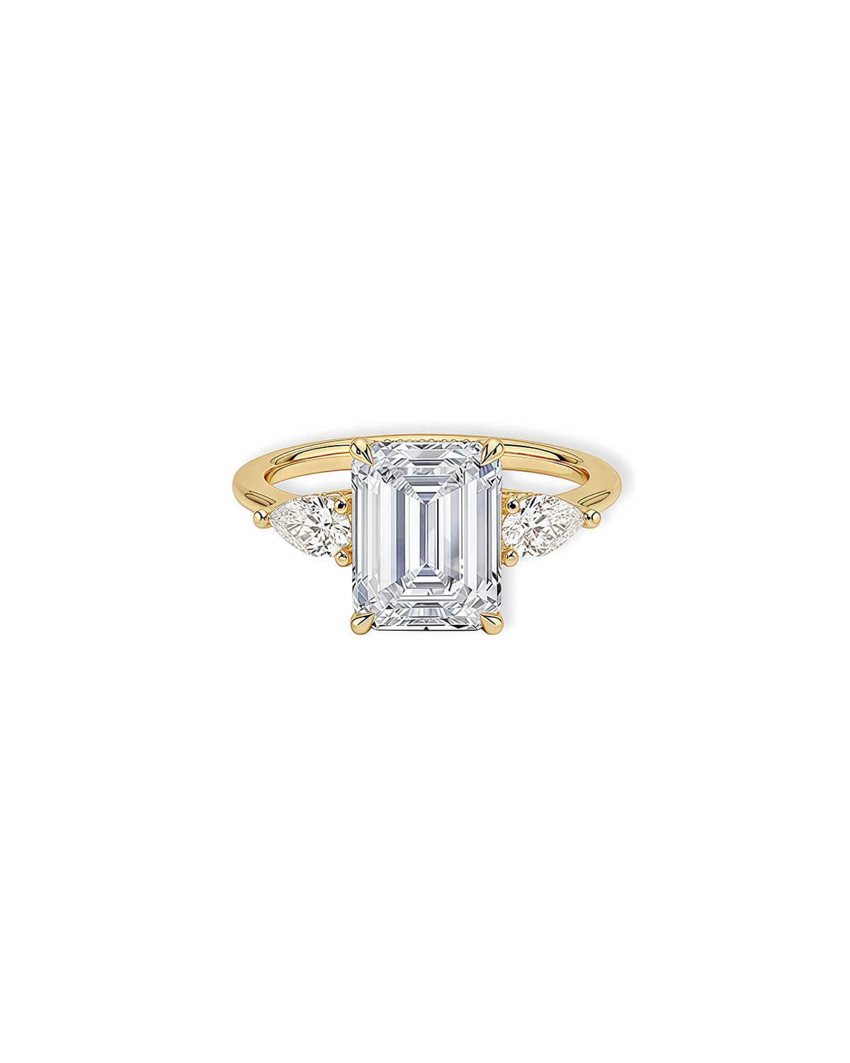 Diamond Emerald Ring – 14K Gold on Silver with Moissanite-Opreshyne