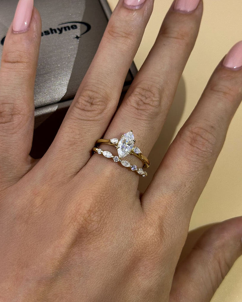 Marquise Cut Diamond Ring Moissanite Gold Ring-Opreshyne