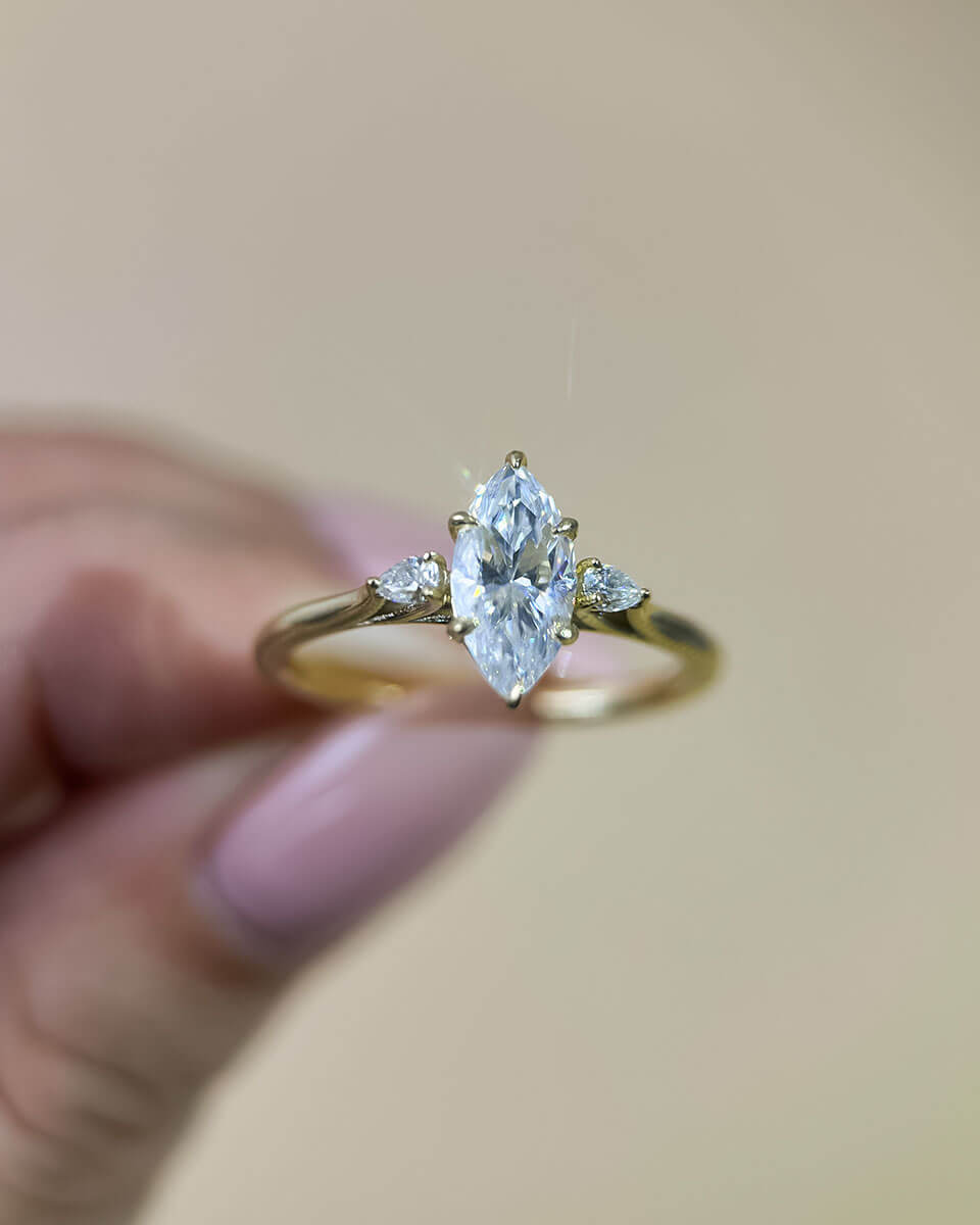 Marquise Cut Diamond Ring Moissanite Gold Ring-Opreshyne