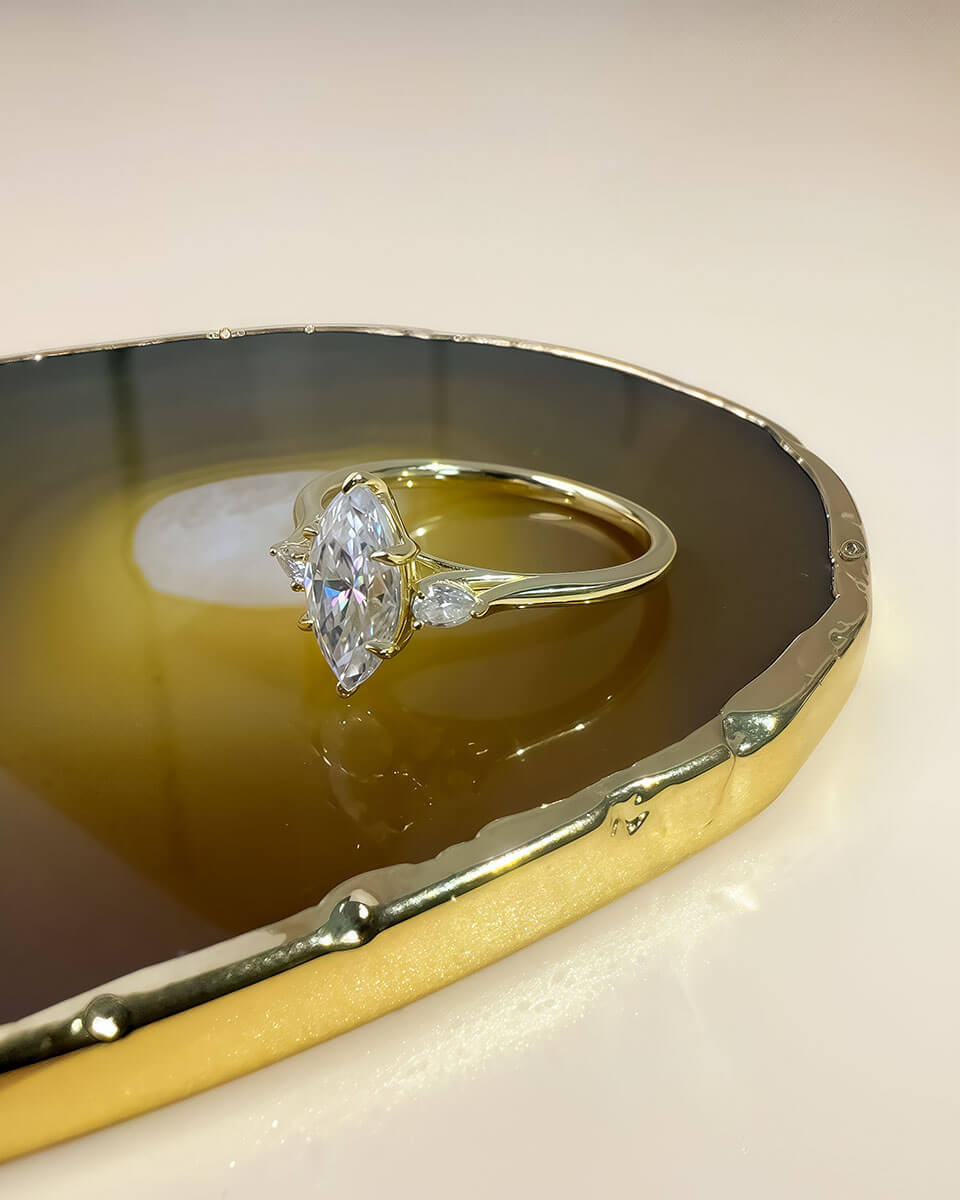 Marquise Cut Diamond Ring Moissanite Gold Ring-Opreshyne