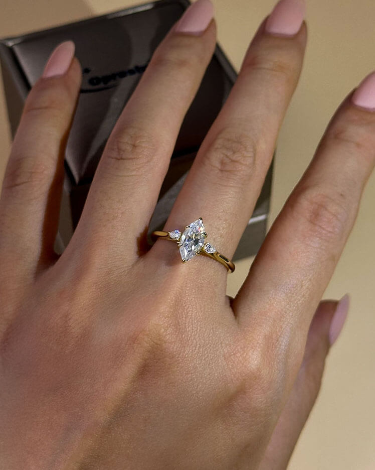Marquise Cut Diamond Ring Moissanite Gold Ring-Opreshyne