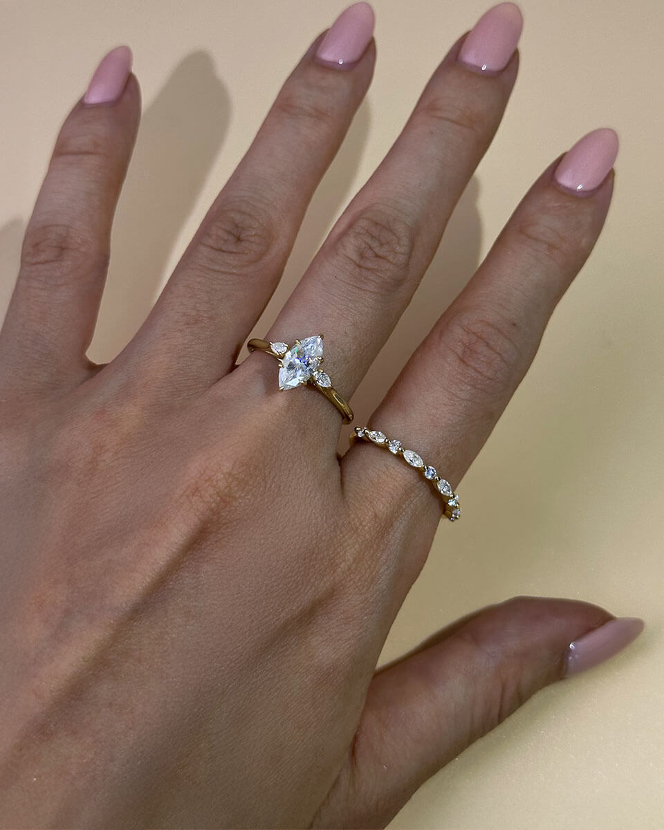 Moissanite Gold Ring – Delicate and Stackable-Opreshyne