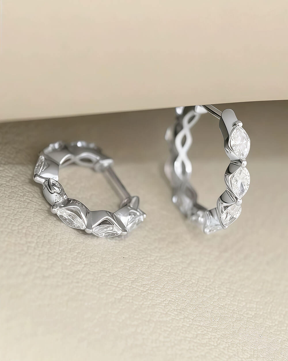 Vela Loop – Marquise Diamond Huggie Earrings