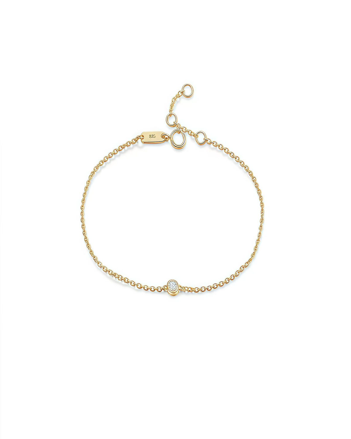 Minimalist Gold and Diamond Bracelet with Single Stone-Opreshyne