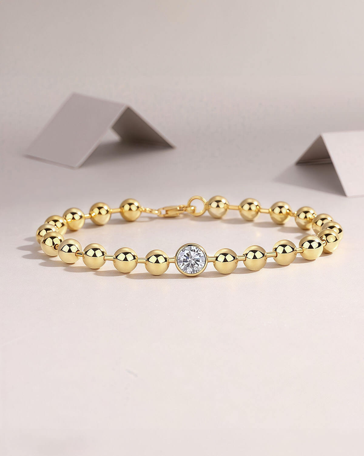 Modern Gold Diamond Bracelet with Beaded Design-Opreshyne