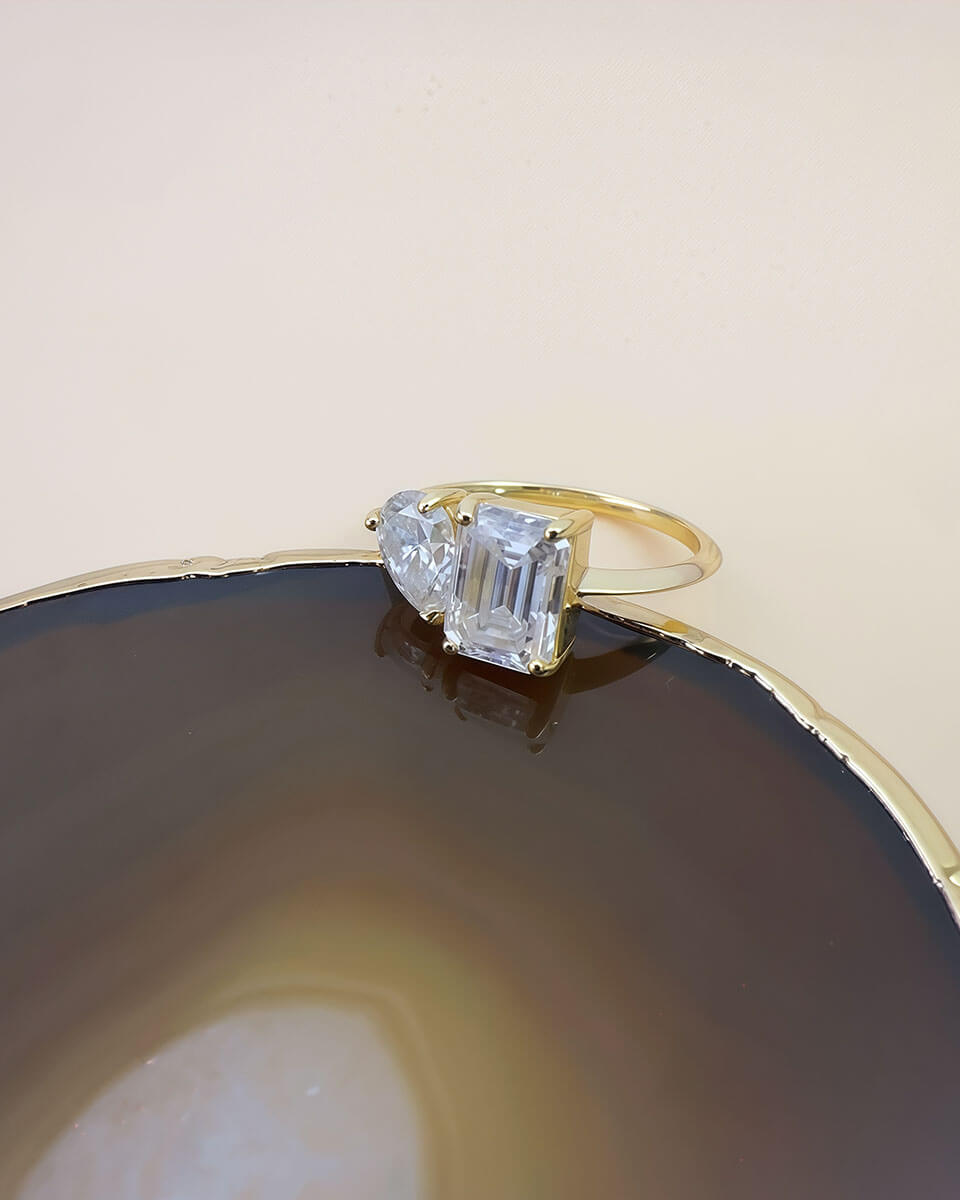 Moissanite Diamond Ring – Dual Stone Design-Opreshyne