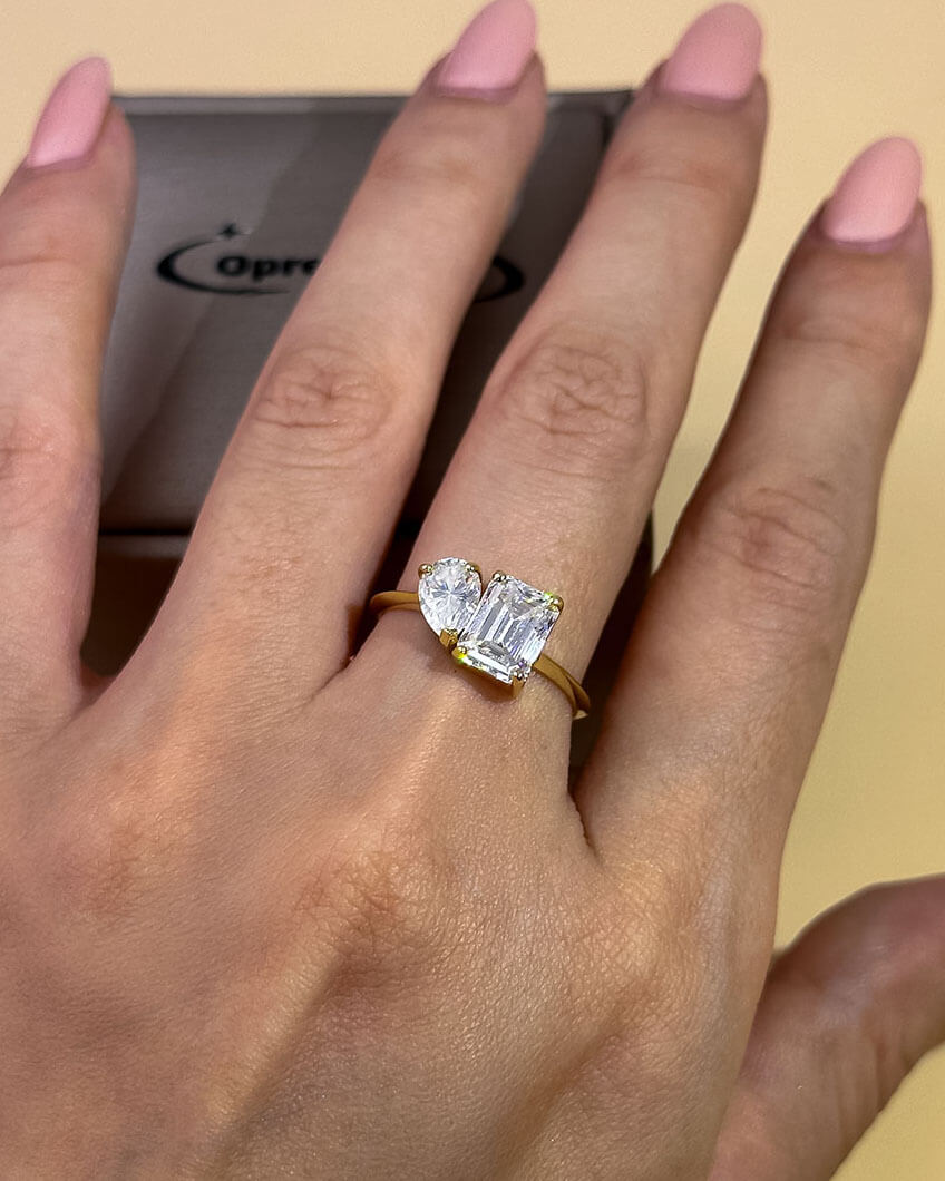 Moissanite Diamond Ring – Dual Stone Design-Opreshyne