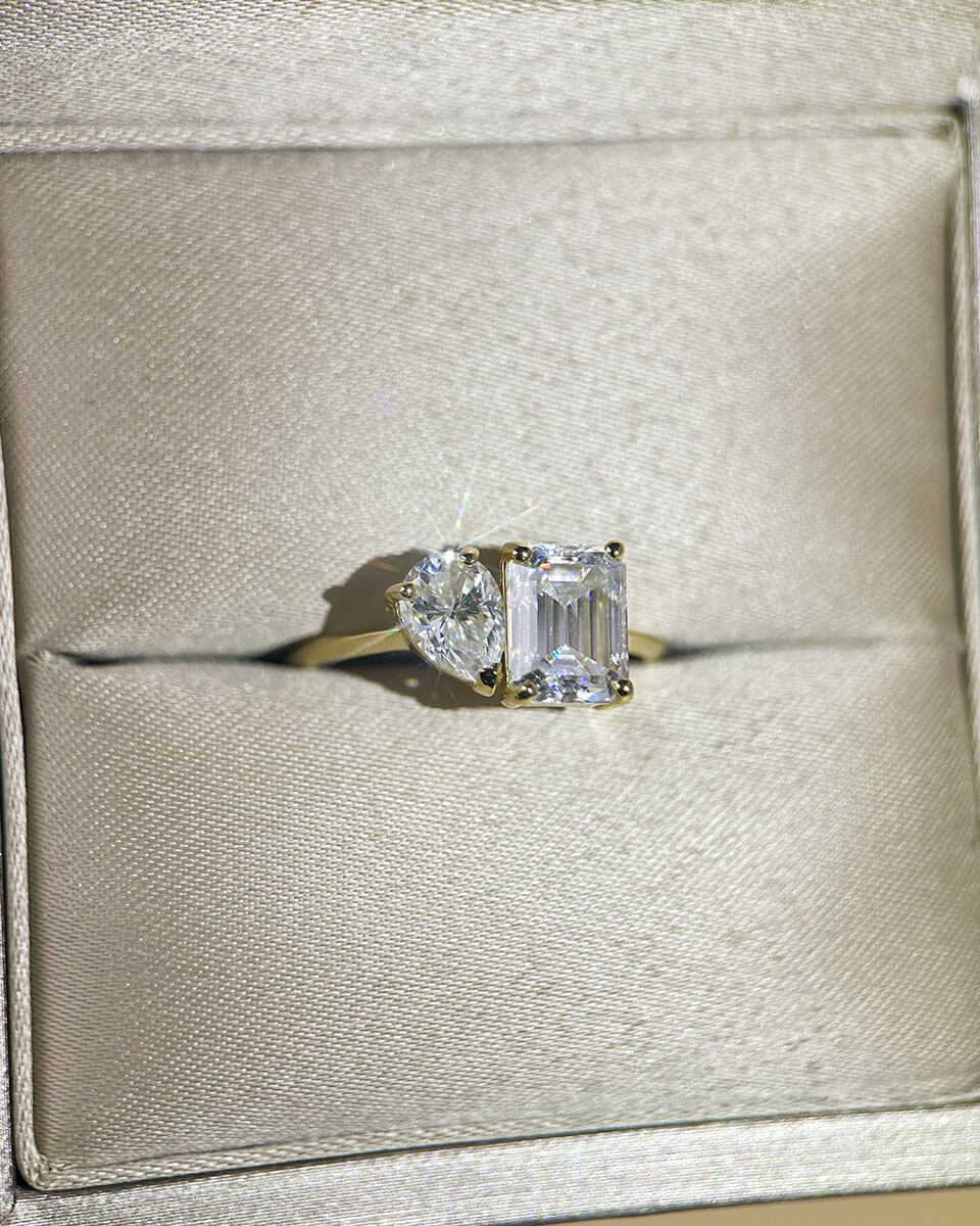 Moissanite Diamond Ring – Dual Stone Design-Opreshyne