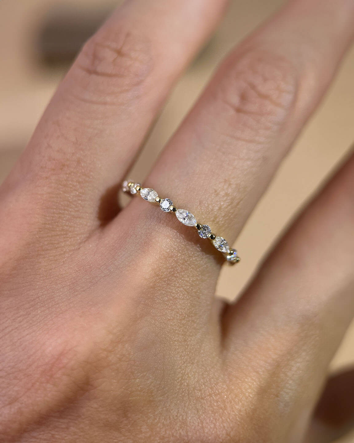 Moissanite Gold Ring – Delicate and Stackable-Opreshyne