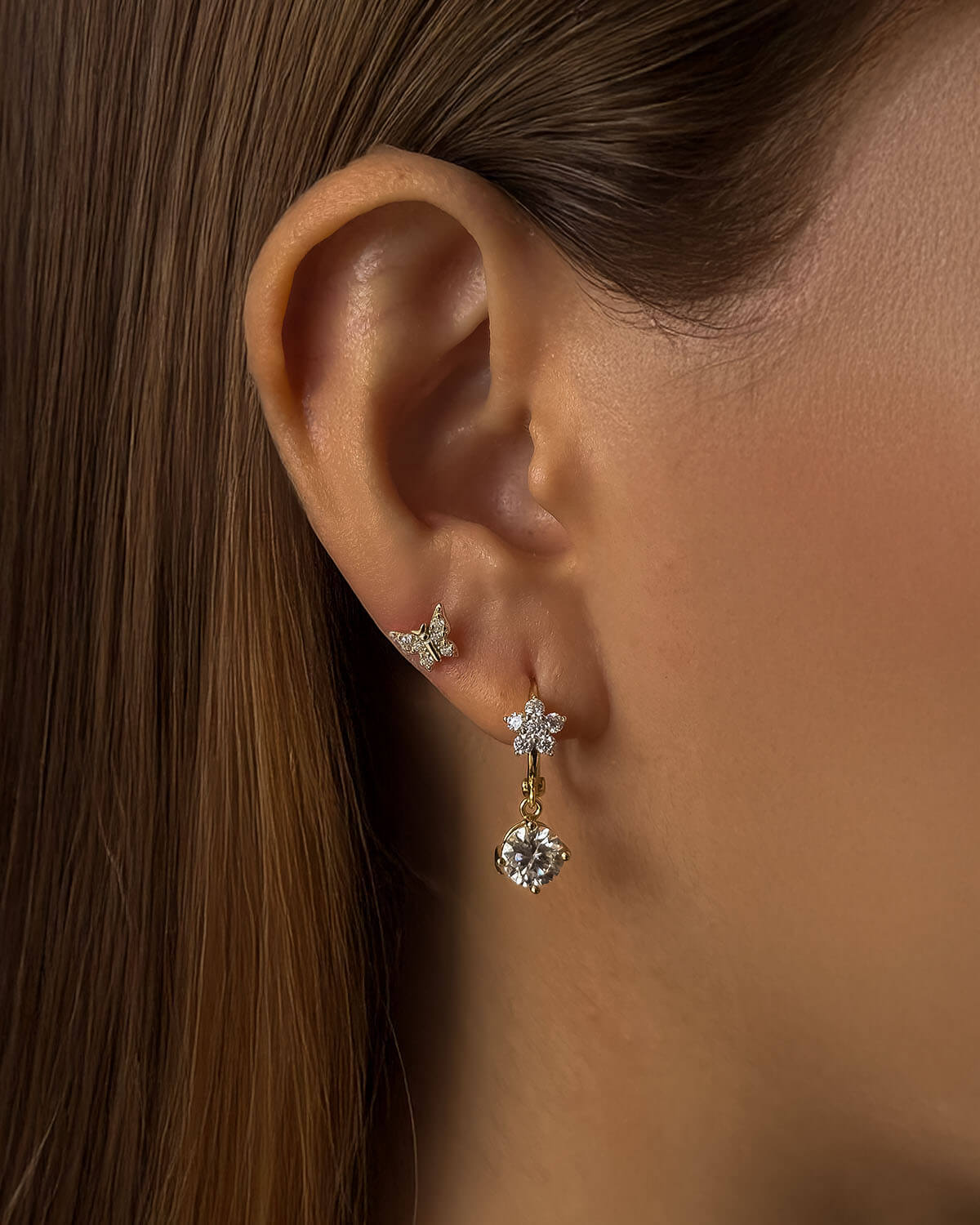 Moissanite Stud Earrings – Butterfly Charm-Opreshyne