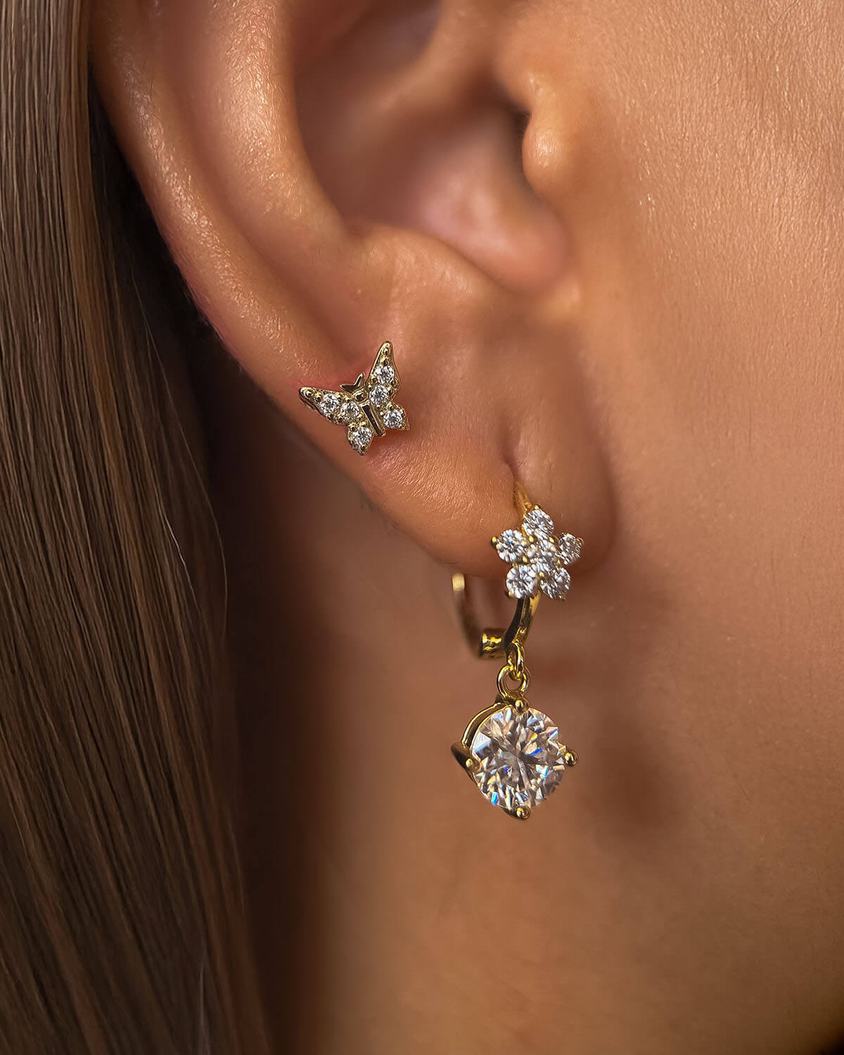 Moissanite Stud Earrings – Butterfly Charm-Opreshyne