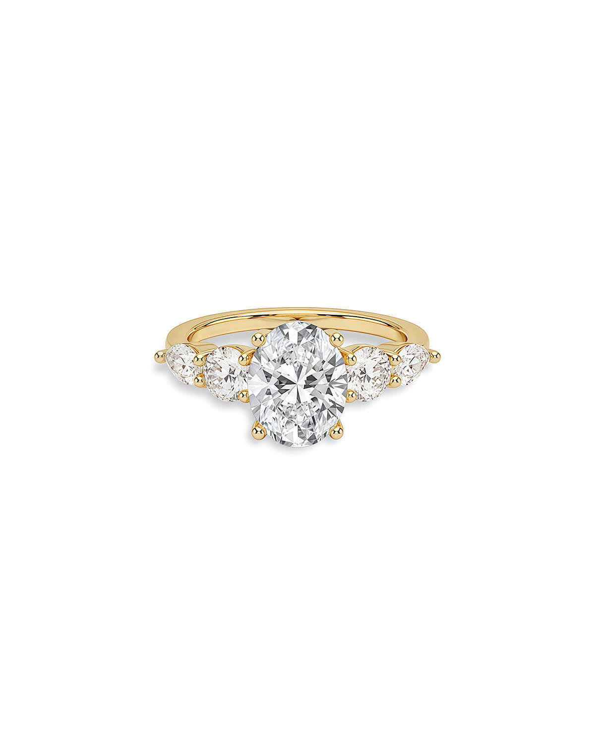 Oval Ring with Diamonds 14K Gold On Silver-Opreshyne
