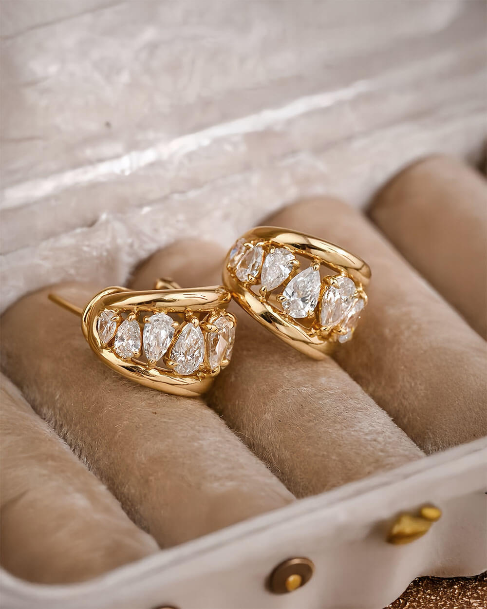 Solea Pear Diamond Huggie Earrings