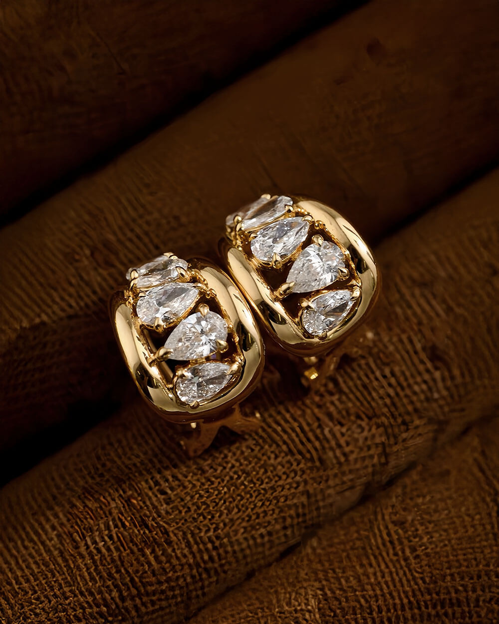 Solea Pear Diamond Huggie Earrings