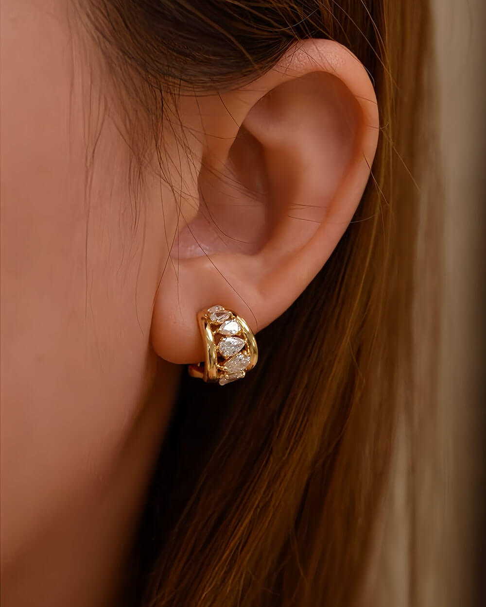 Solea Pear Diamond Huggie Earrings