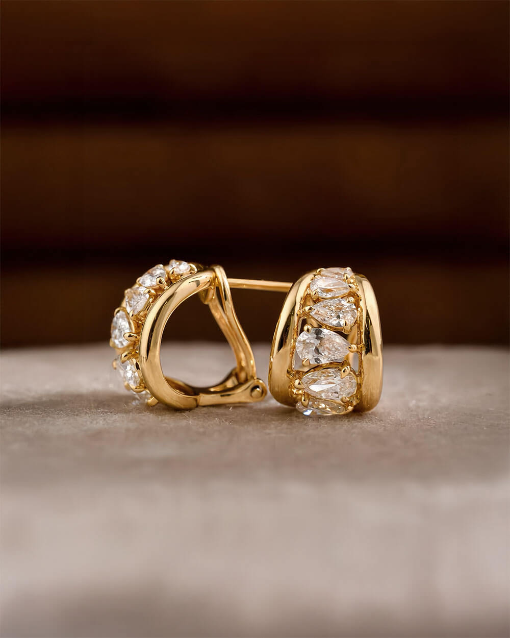 Solea Pear Diamond Huggie Earrings