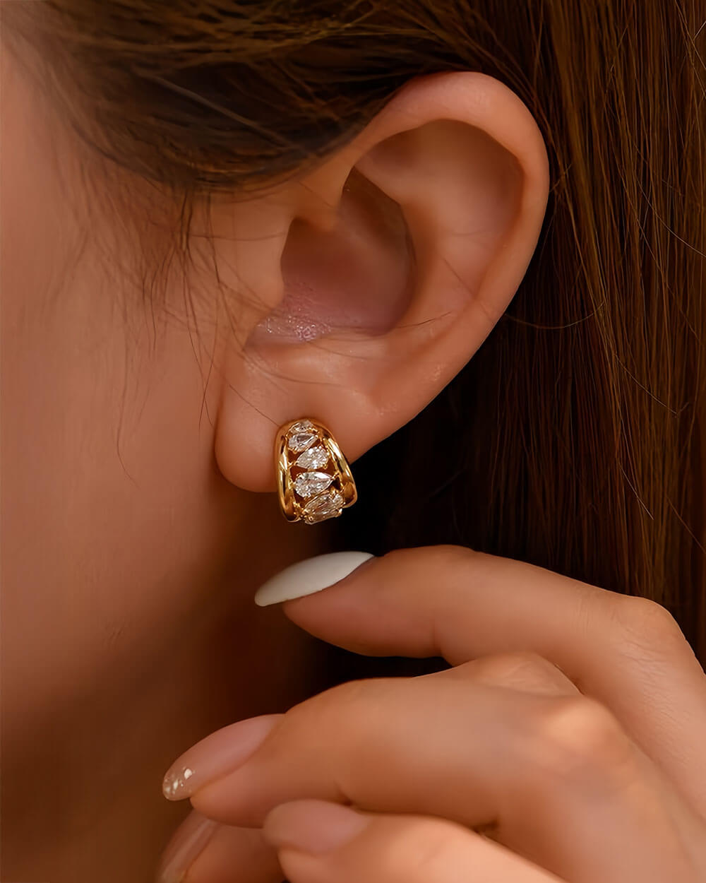 Solea Pear Diamond Huggie Earrings