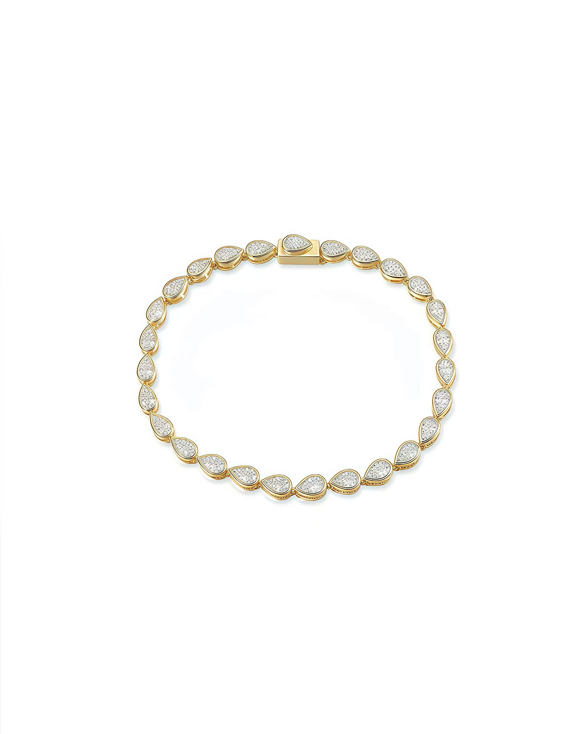 Pear-Shaped Moissanite Tennis Chain Bracelet-Opreshyne
