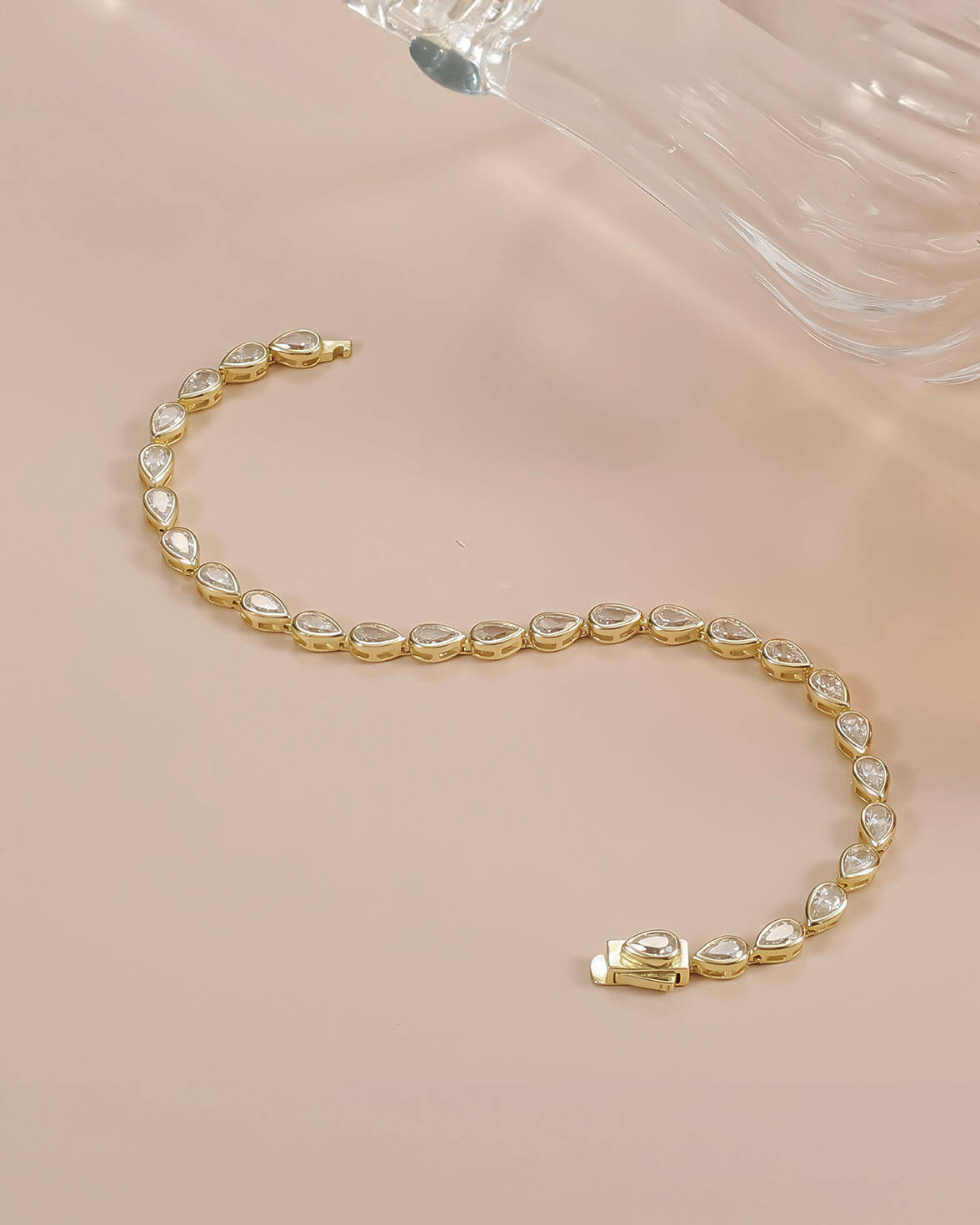 Pear-Shaped Moissanite Tennis Chain Bracelet-Opreshyne