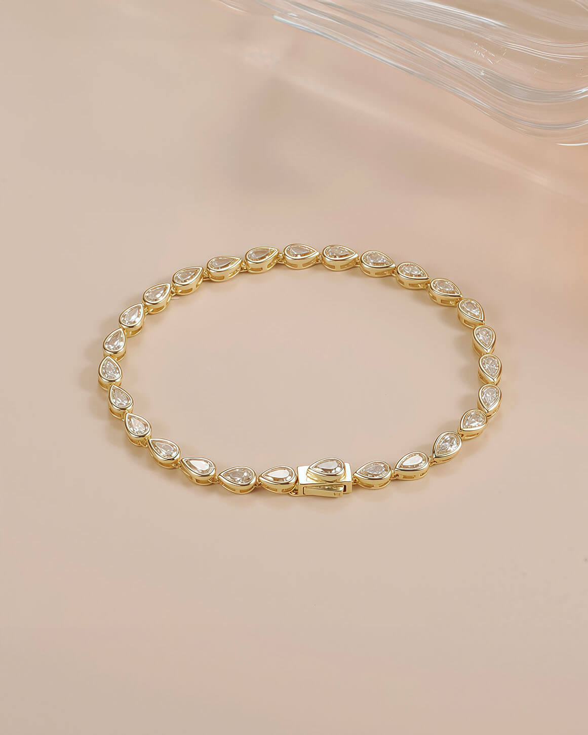 Pear-Shaped Moissanite Tennis Chain Bracelet-Opreshyne