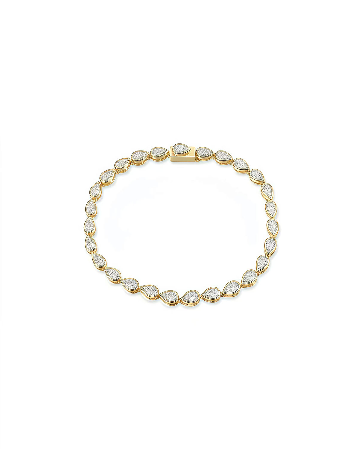 Pear-Shaped Moissanite Tennis Chain Bracelet-Opreshyne