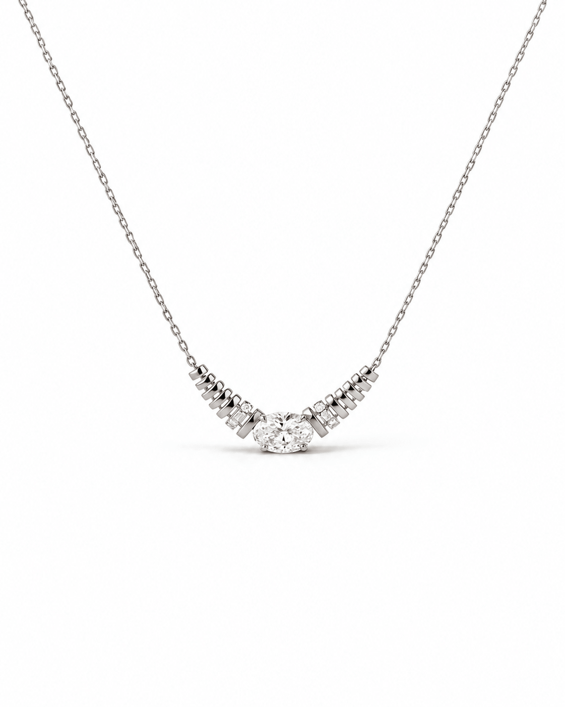 Solvienne Oval Lab Diamond Bar Necklace