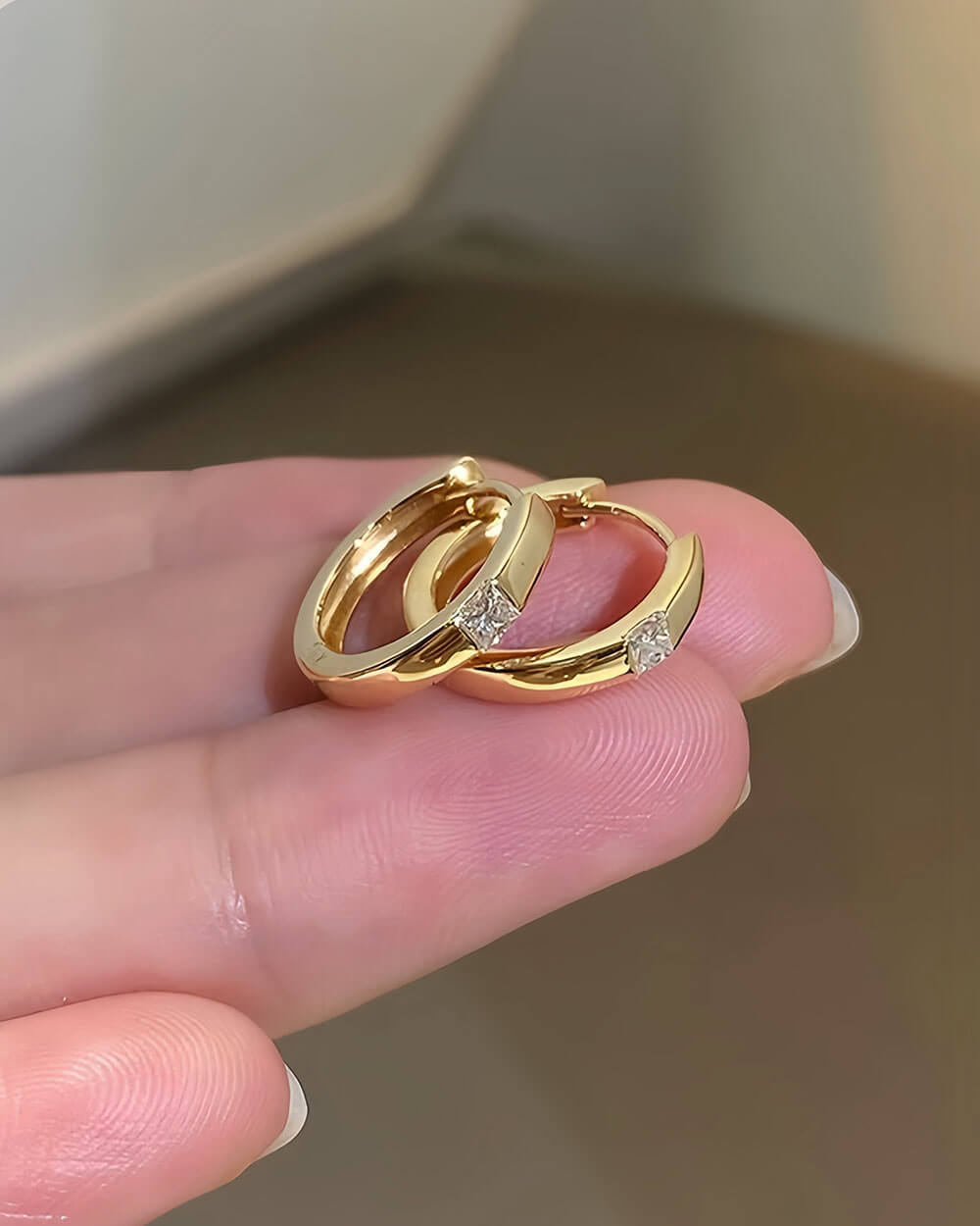 Astra Square – Princess Cut Diamond Hoop Earrings