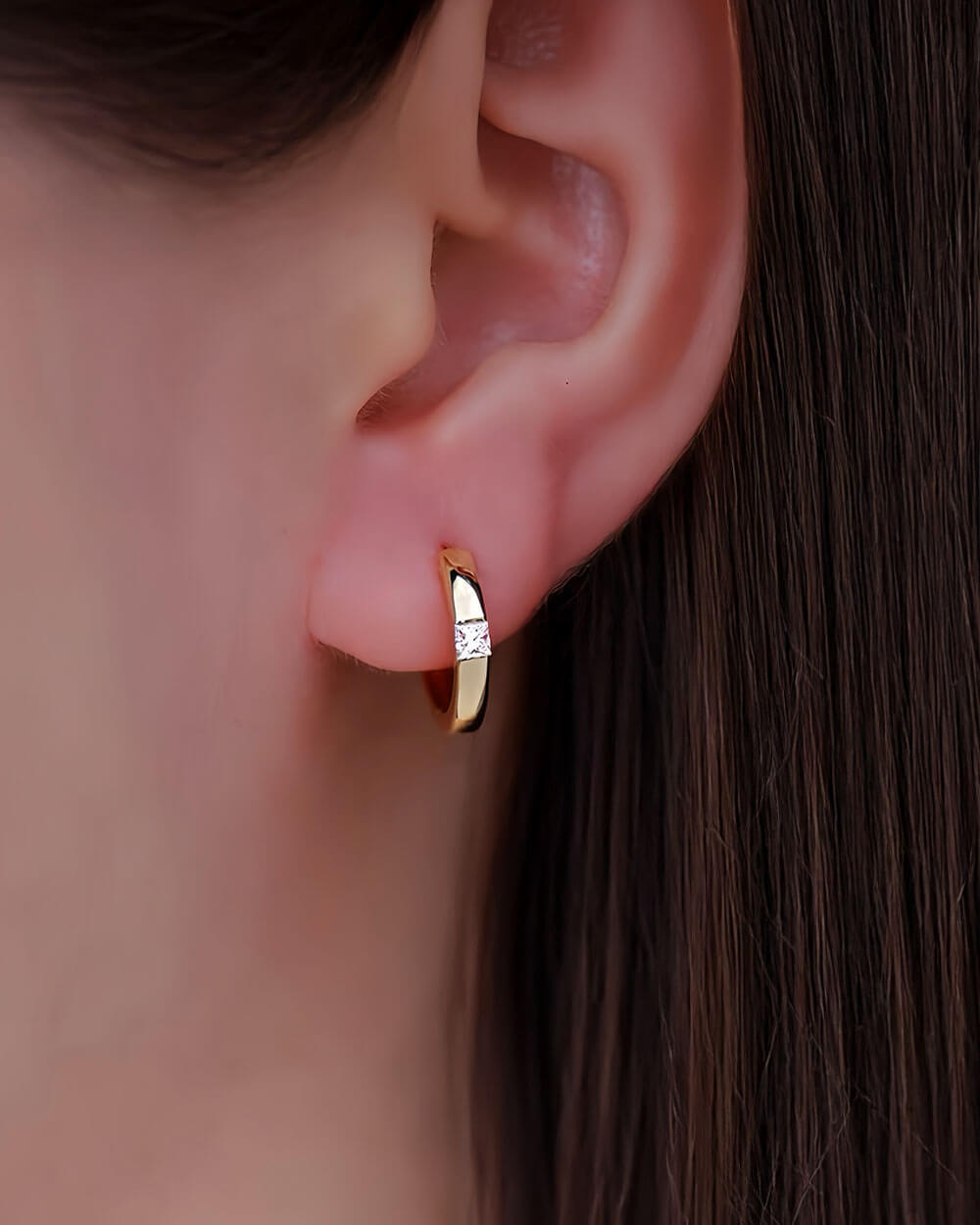 Astra Square – Princess Cut Diamond Hoop Earrings