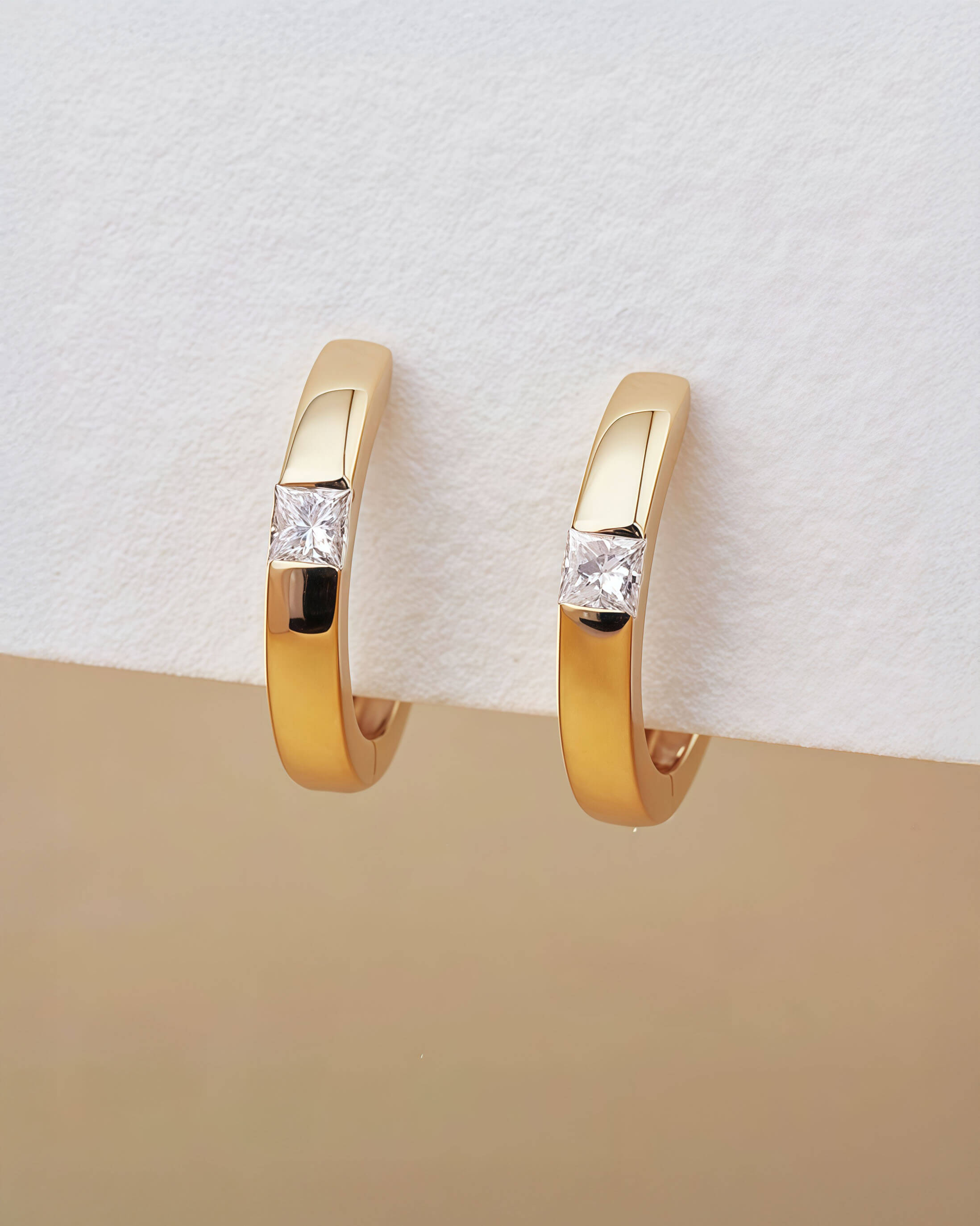 Astra Square – Princess Cut Diamond Hoop Earrings