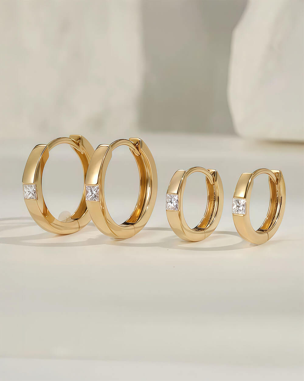 Astra Square – Princess Cut Diamond Hoop Earrings