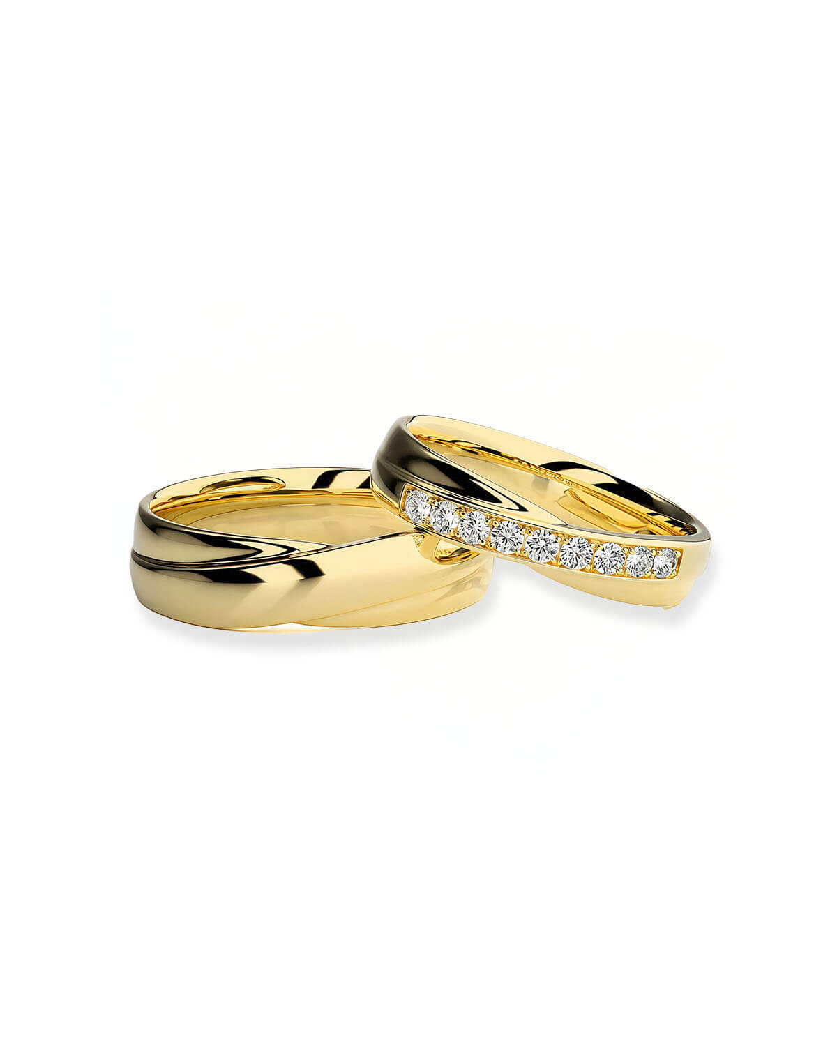 Interlace Glow – Crisscross Couple Rings