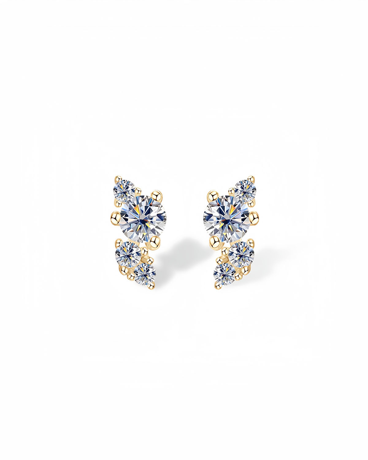 Radiant Small Diamond Stud Earrings with Moissanite-Opreshyne