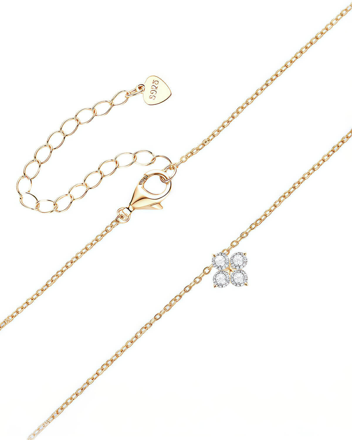 Simple Diamond Necklace with Clover Design-Opreshyne