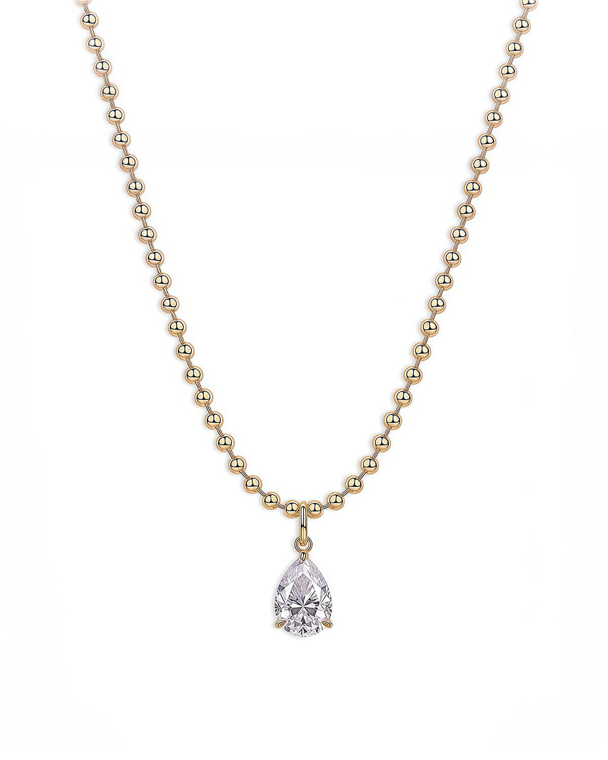 Single Diamond Necklace with 6 Carat Pear Diamond-Opreshyne