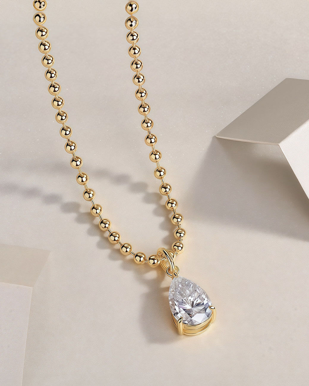 Single Diamond Necklace with 6 Carat Pear Diamond-Opreshyne