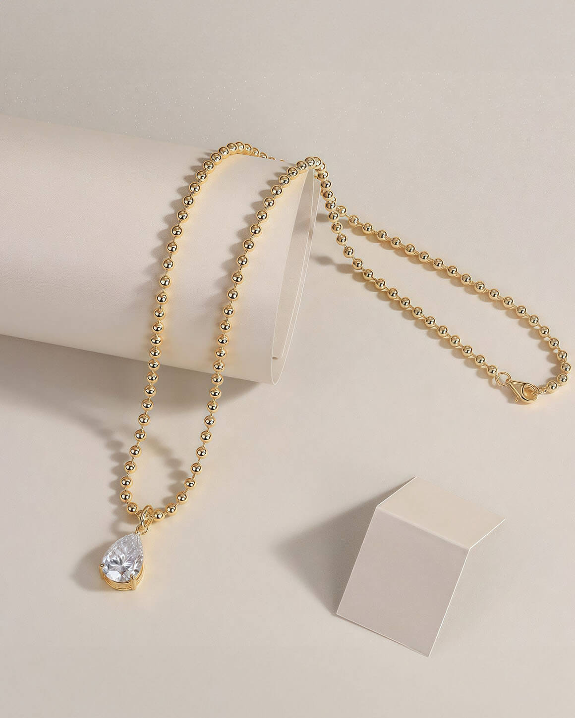 Single Diamond Necklace with 6 Carat Pear Diamond-Opreshyne