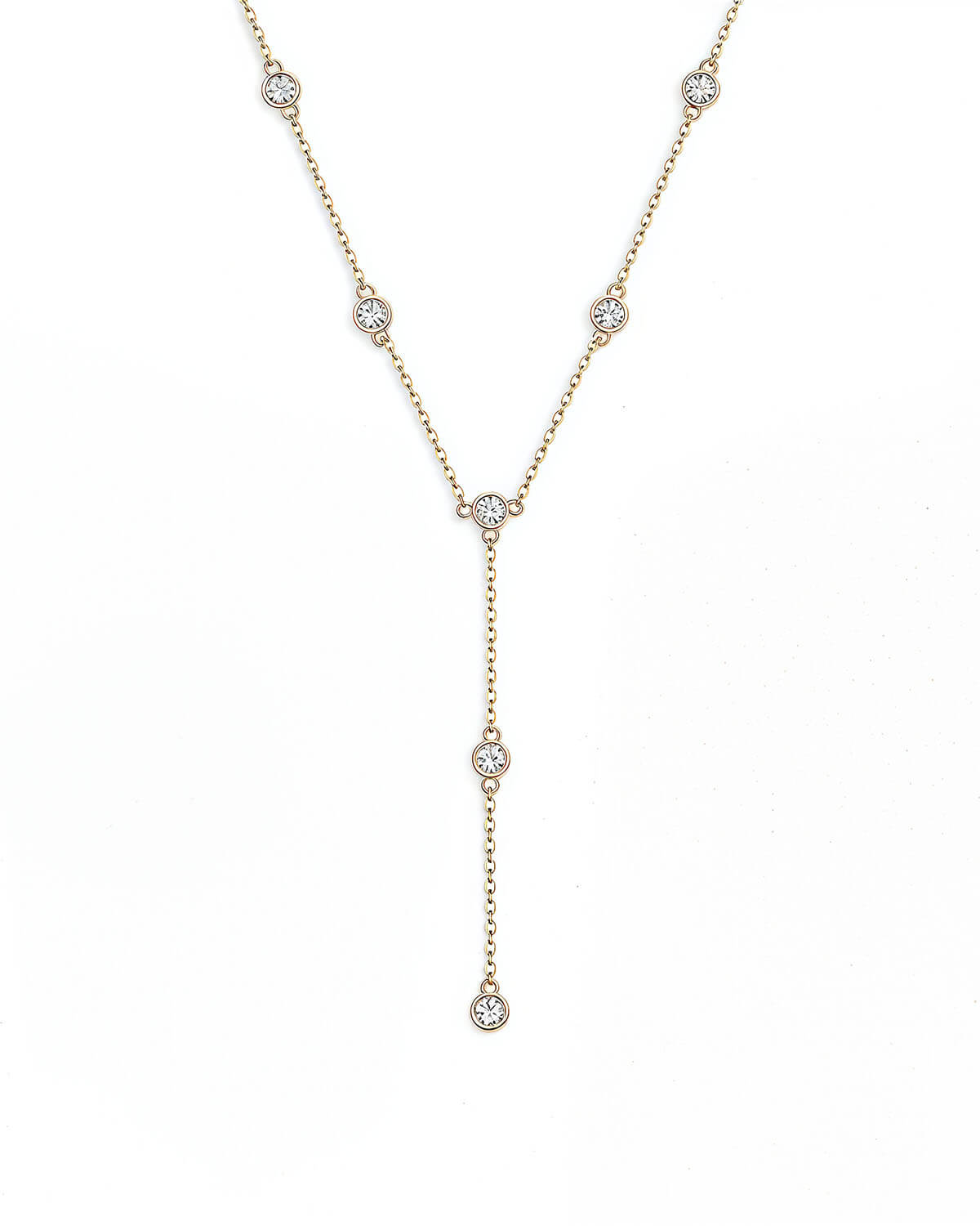 Sleek Diamond Pendant Necklace with Subtle Y-Shape-Opreshyne